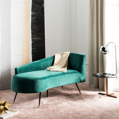 Divano SAFAVIEH Helgrit in velluto nero/oro retrò glamour - 57,5 ​​L x 27 P x 28 A - 58 L x 27 P x 28 A