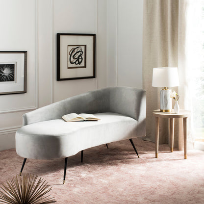 Divano SAFAVIEH Helgrit in velluto nero/oro retrò glamour - 57,5 ​​L x 27 P x 28 A - 58 L x 27 P x 28 A