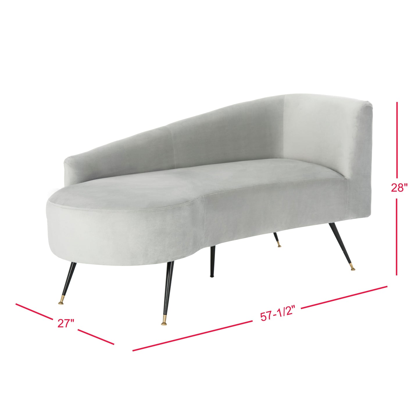 Divano SAFAVIEH Helgrit in velluto nero/oro retrò glamour - 57,5 ​​L x 27 P x 28 A - 58 L x 27 P x 28 A