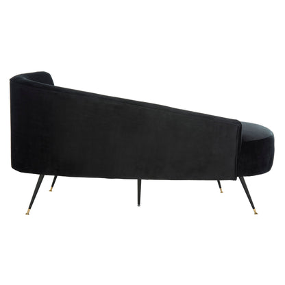 Divano SAFAVIEH Helgrit in velluto nero/oro retrò glamour - 57,5 ​​L x 27 P x 28 A - 58 L x 27 P x 28 A