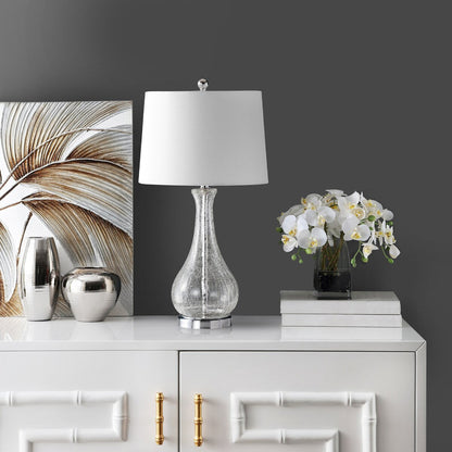 Lampada da tavolo a LED in vetro craquelé Elsgard di SAFAVIEH Lighting da 28 pollici - 14 L x 14 P x 28 A - 14 L x 14 P x 28 A