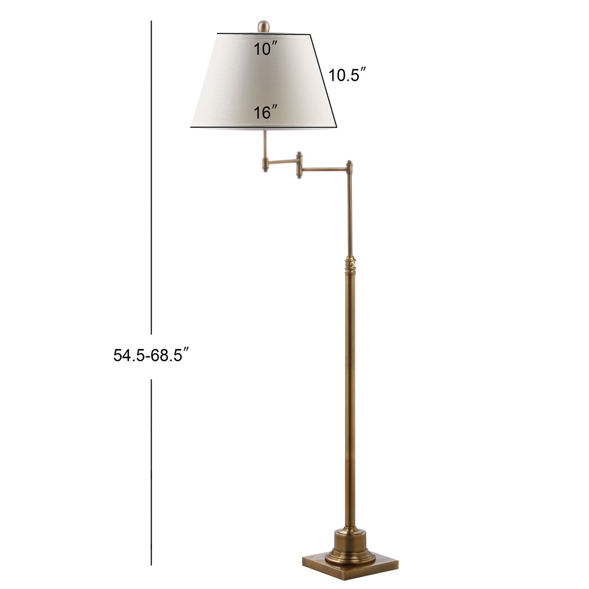 Lampada da terra girevole SAFAVIEH Lighting Tracee da 60 pollici, color oro - 16x16x54,5-68,5 - 16Wx16Dx69H