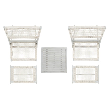 SAFAVIEH Lissy Acacia/Set tavolo e sedia da esterno in corda - 24L x 28P x 31A