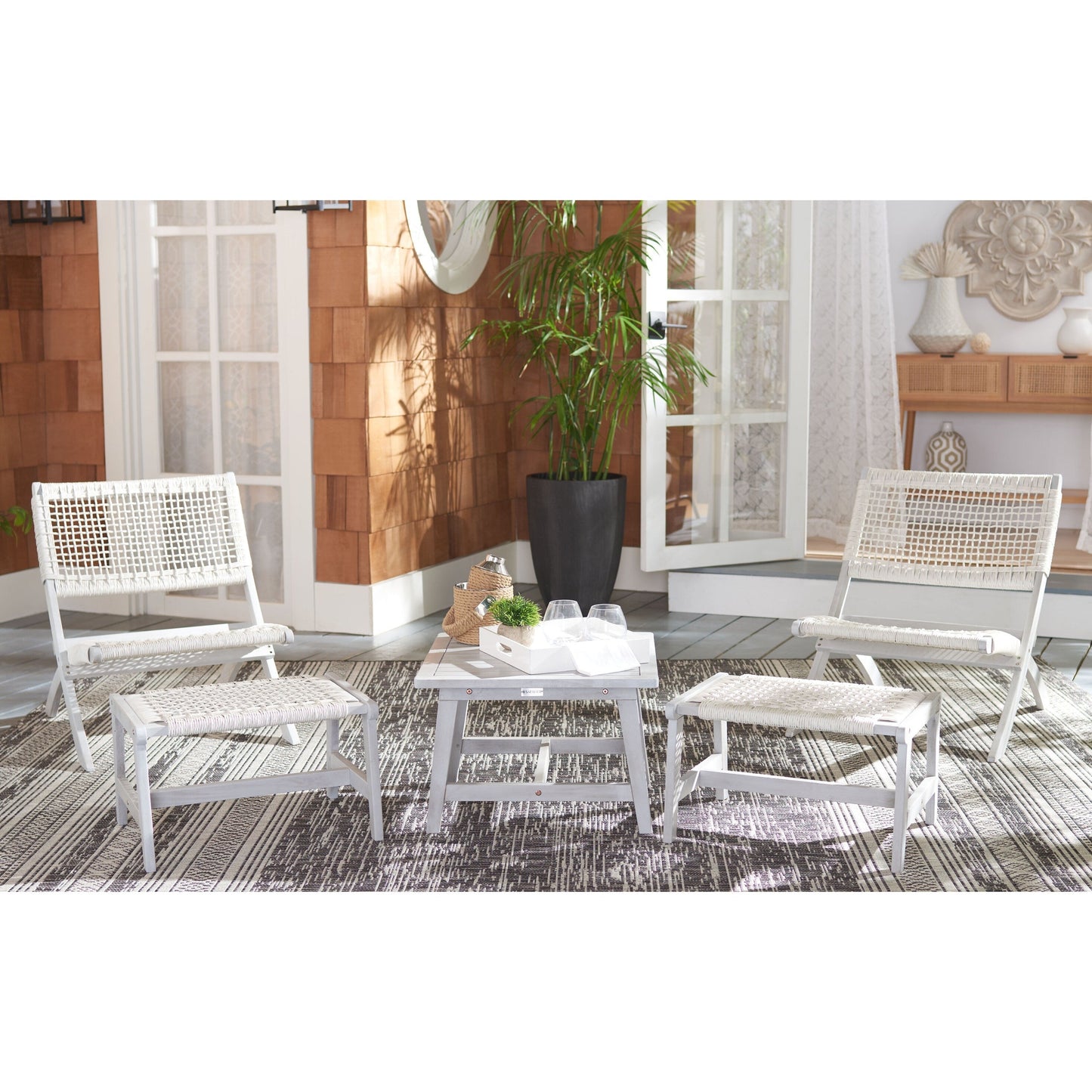 SAFAVIEH Lissy Acacia/Set tavolo e sedia da esterno in corda - 24L x 28P x 31A