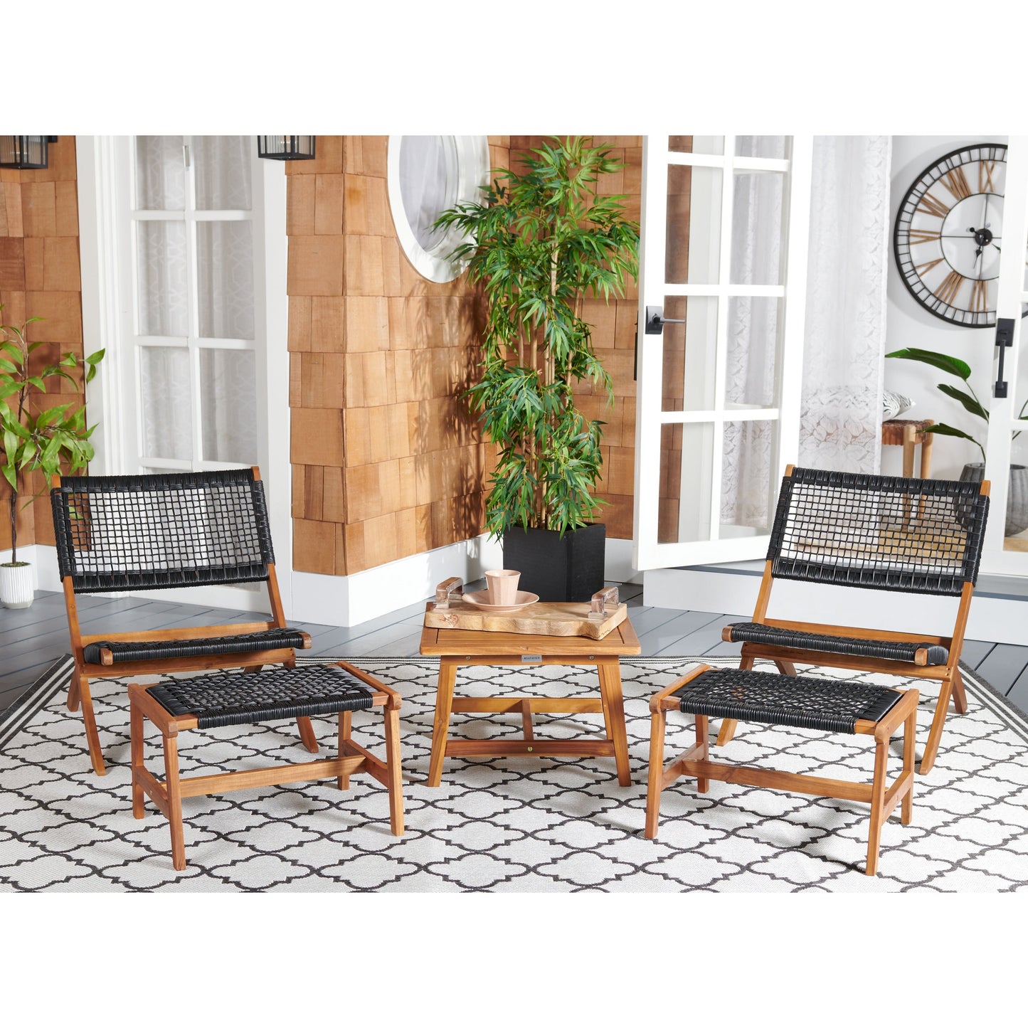 SAFAVIEH Lissy Acacia/Set tavolo e sedia da esterno in corda - 24L x 28P x 31A