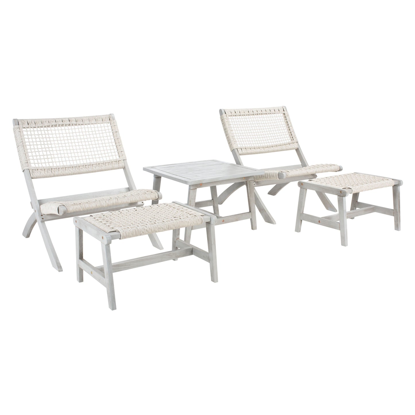 SAFAVIEH Lissy Acacia/Set tavolo e sedia da esterno in corda - 24L x 28P x 31A