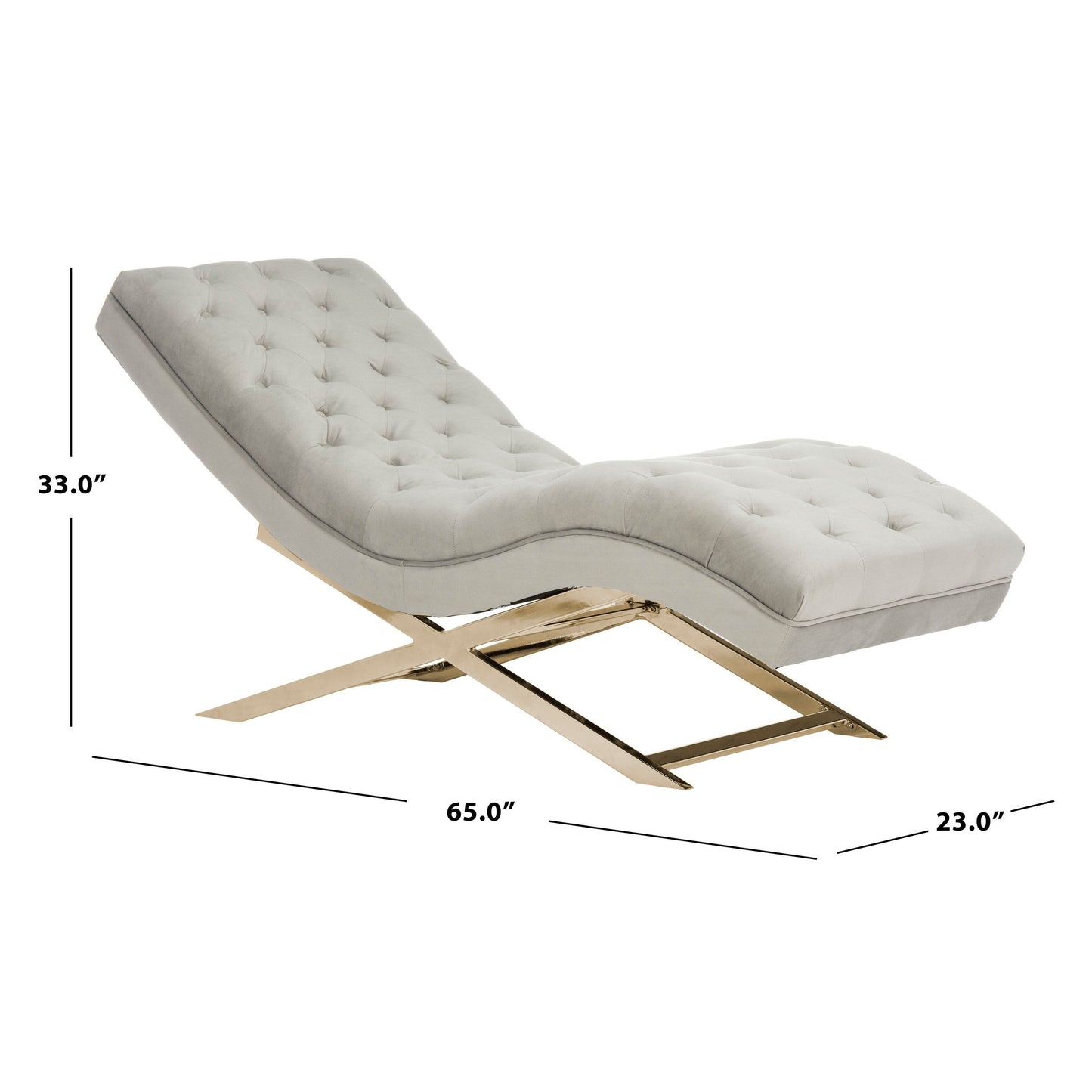 Chaise longue SAFAVIEH Monroe grigio/oro con cuscino rotondo - 65' x 23' x 33'