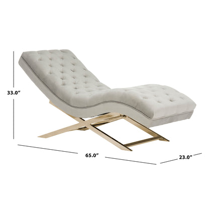 Chaise longue SAFAVIEH Monroe grigio/oro con cuscino rotondo - 65' x 23' x 33'