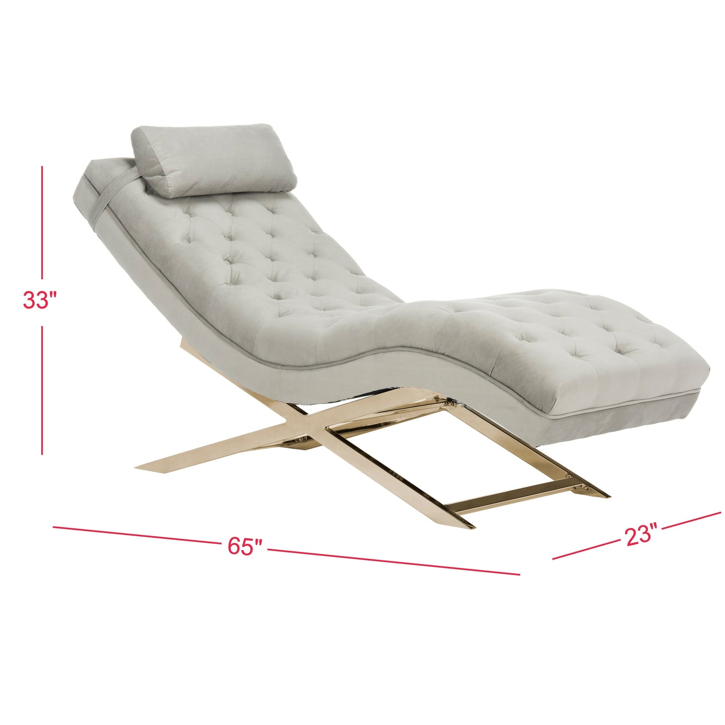 Chaise longue SAFAVIEH Monroe grigio/oro con cuscino rotondo - 65' x 23' x 33'