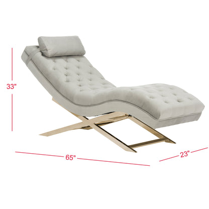 Chaise longue SAFAVIEH Monroe grigio/oro con cuscino rotondo - 65' x 23' x 33'