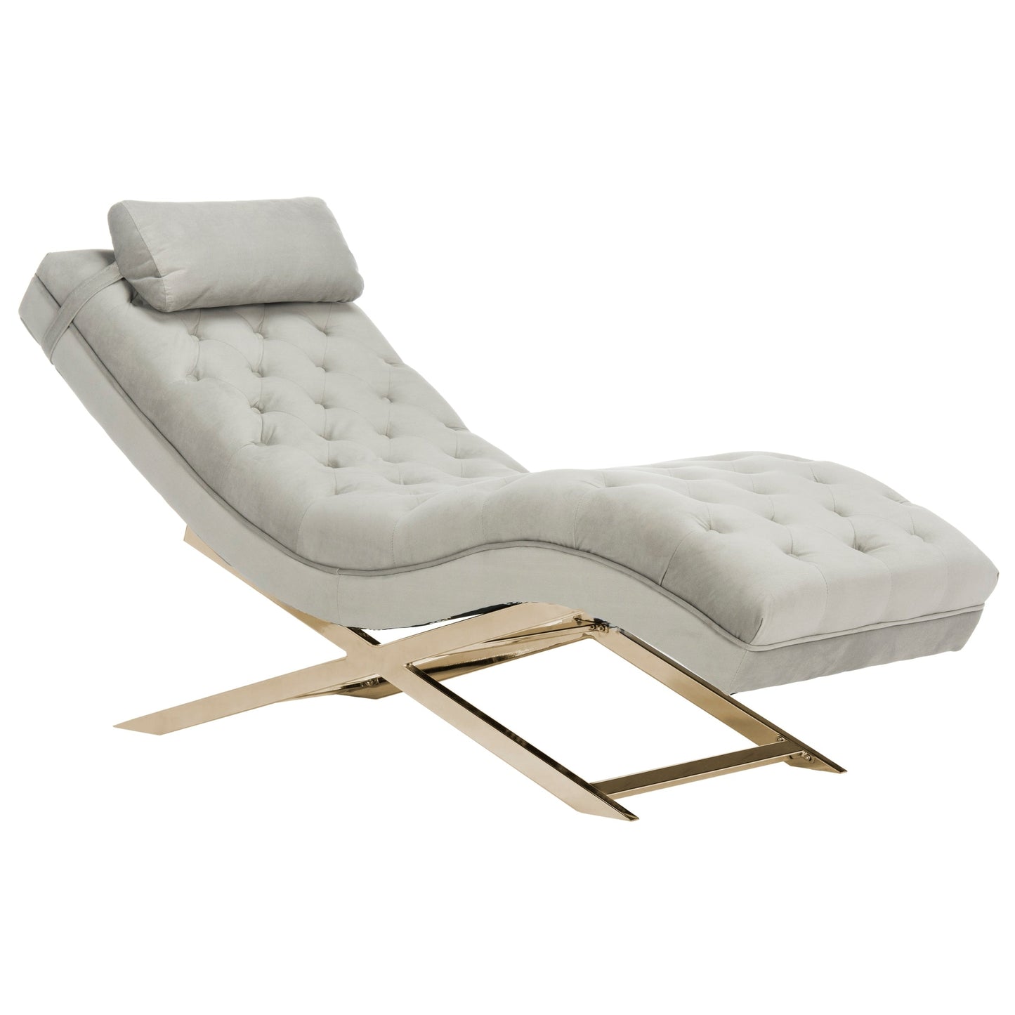 Chaise longue SAFAVIEH Monroe grigio/oro con cuscino rotondo - 65' x 23' x 33'