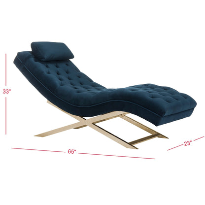 Chaise longue SAFAVIEH Monroe blu navy/oro con cuscino rotondo - 65' x 23' x 33'