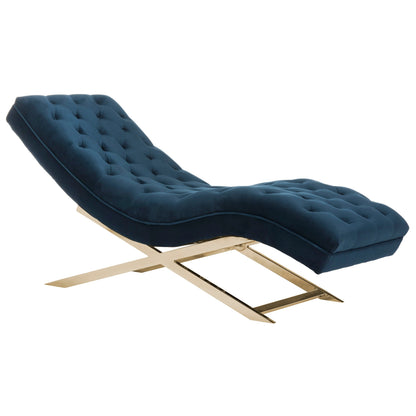 Chaise longue SAFAVIEH Monroe blu navy/oro con cuscino rotondo - 65' x 23' x 33'