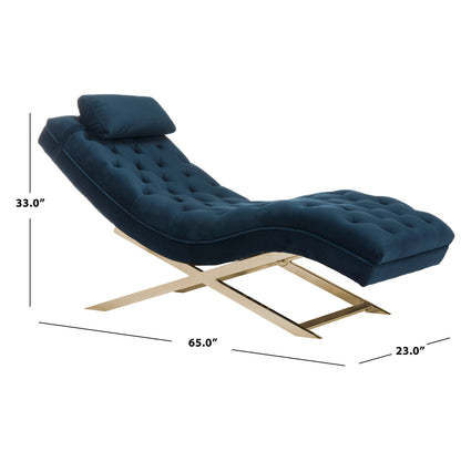 Chaise longue SAFAVIEH Monroe blu navy/oro con cuscino rotondo - 65' x 23' x 33'