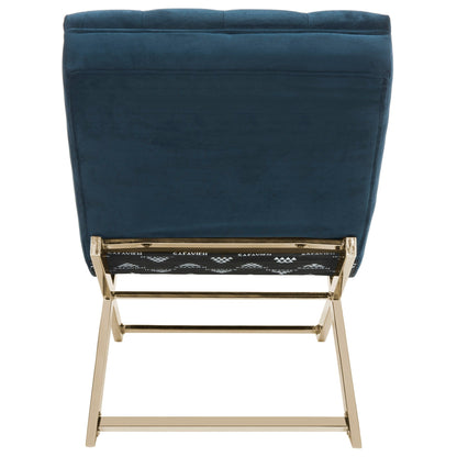 Chaise longue SAFAVIEH Monroe blu navy/oro con cuscino rotondo - 65' x 23' x 33'