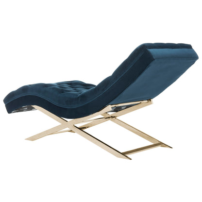 Chaise longue SAFAVIEH Monroe blu navy/oro con cuscino rotondo - 65' x 23' x 33'