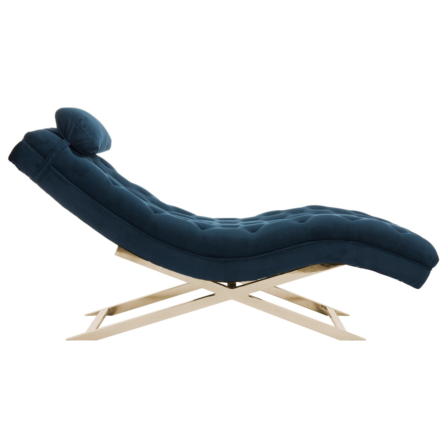 Chaise longue SAFAVIEH Monroe blu navy/oro con cuscino rotondo - 65' x 23' x 33'