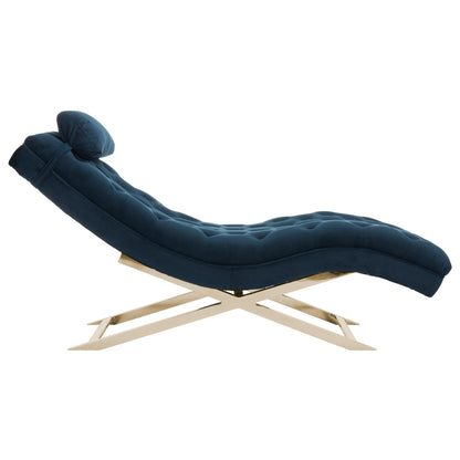 Chaise longue SAFAVIEH Monroe blu navy/oro con cuscino rotondo - 65' x 23' x 33'