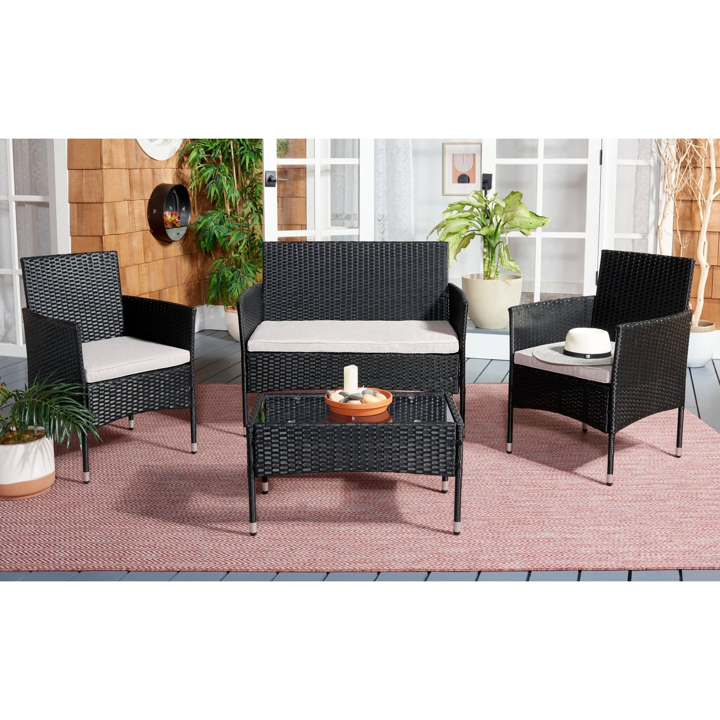 Set da conversazione per patio Abdul da esterno SAFAVIEH, 4 pezzi. - 42L x 23P x 33A