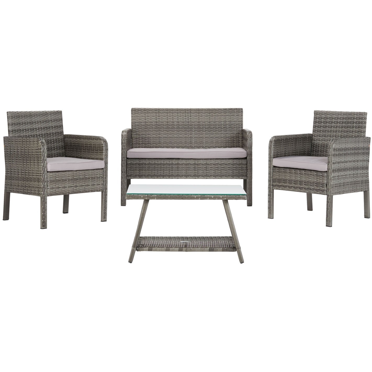 Set da conversazione per patio SAFAVIEH Outdoor Aboka in vimini/acciaio, 4 pezzi - 42L x 21P x 31A
