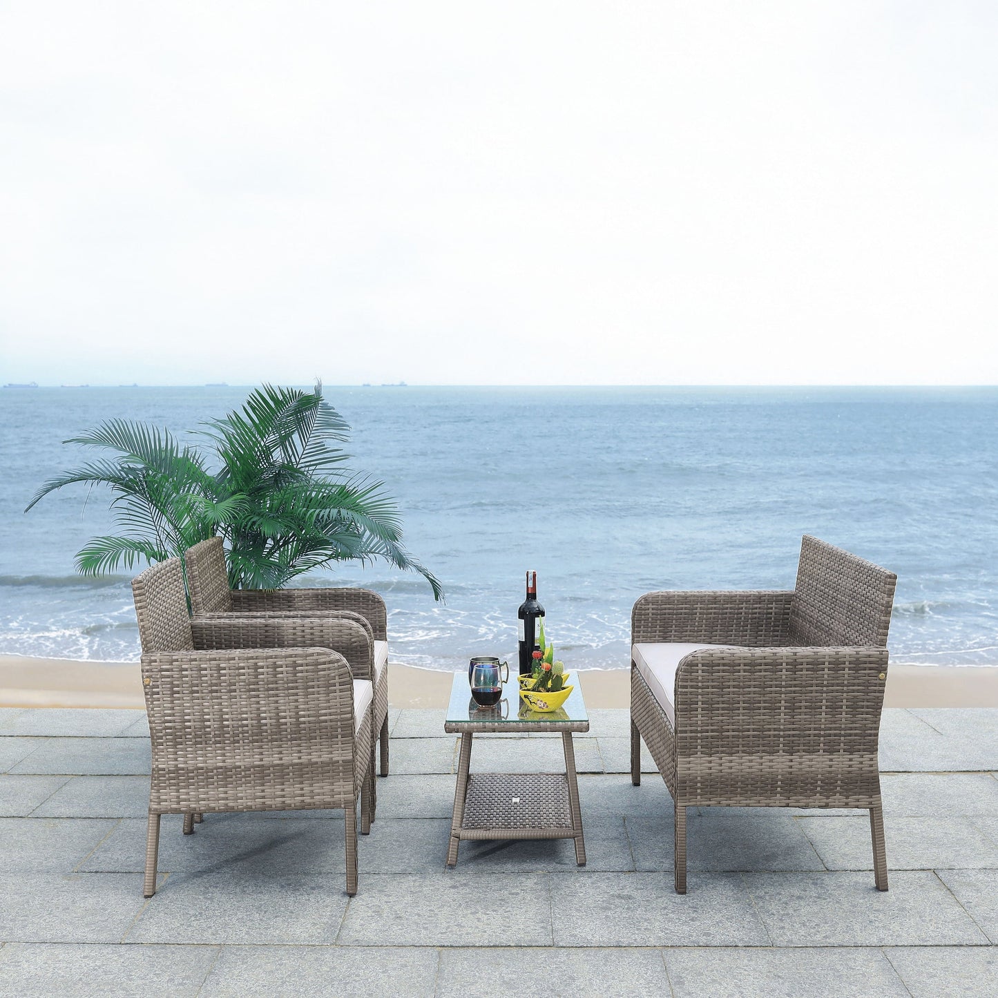 Set da conversazione per patio SAFAVIEH Outdoor Aboka in vimini/acciaio, 4 pezzi - 42L x 21P x 31A