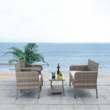 Set da conversazione per patio SAFAVIEH Outdoor Aboka in vimini/acciaio, 4 pezzi - 42L x 21P x 31A