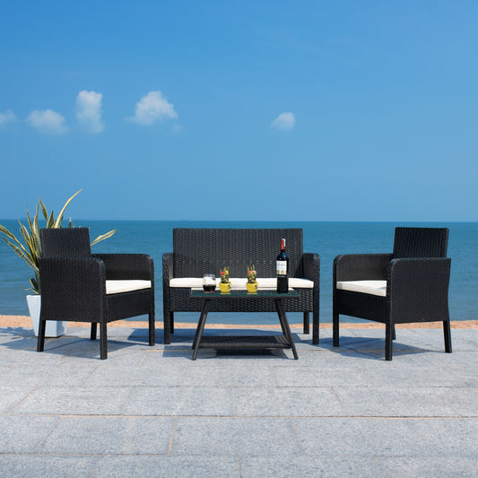 Set da conversazione per patio SAFAVIEH Outdoor Aboka in vimini/acciaio, 4 pezzi - 42L x 21P x 31A