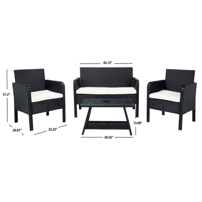 Set da conversazione per patio SAFAVIEH Outdoor Aboka in vimini/acciaio, 4 pezzi - 42L x 21P x 31A