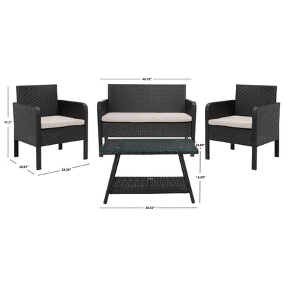 Set da conversazione per patio SAFAVIEH Outdoor Aboka in vimini/acciaio, 4 pezzi - 42L x 21P x 31A