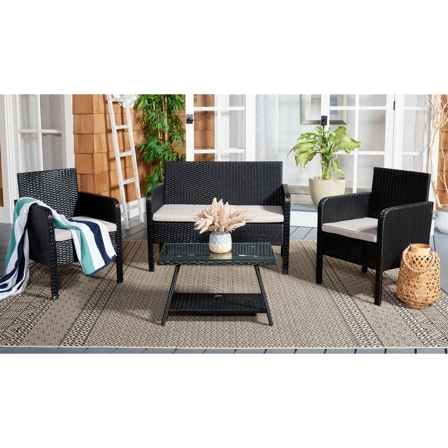 Set da conversazione per patio SAFAVIEH Outdoor Aboka in vimini/acciaio, 4 pezzi - 42L x 21P x 31A