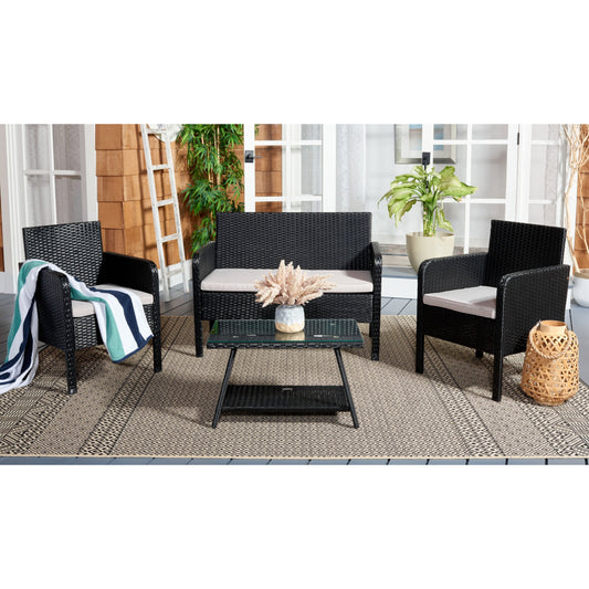 Set da conversazione per patio SAFAVIEH Outdoor Aboka in vimini/acciaio, 4 pezzi - 42L x 21P x 31A
