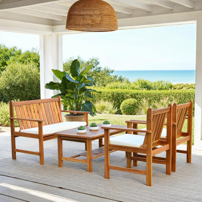 Set di mobili da esterno SAFAVIEH Ainsley in legno di acacia, 4 pezzi - 44L x 34P x 25A