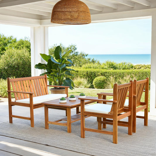 Set di mobili da esterno SAFAVIEH Ainsley in legno di acacia, 4 pezzi - 44L x 34P x 25A