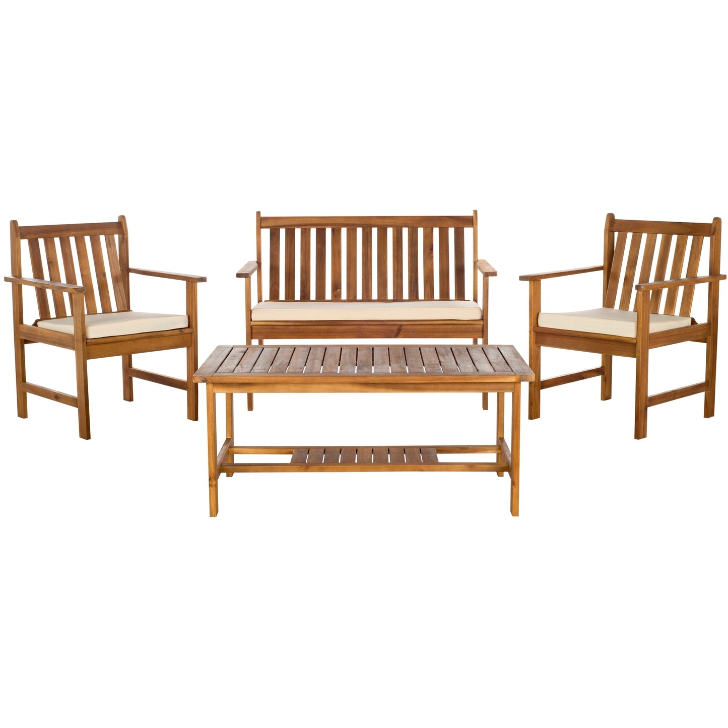 Set di mobili da esterno SAFAVIEH Ainsley in legno di acacia, 4 pezzi - 44L x 34P x 25A