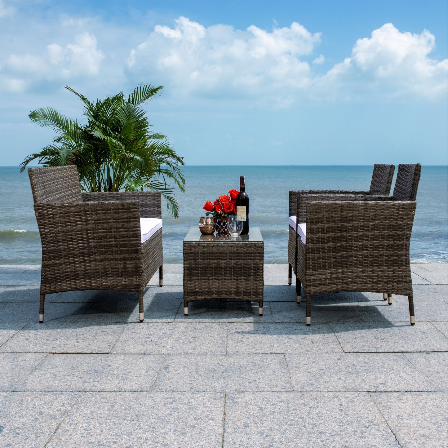 Set da conversazione per patio SAFAVIEH Outdoor Bandele da 4 pezzi - 41L x 23P x 31A