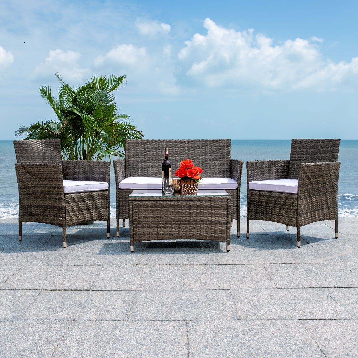 Set da conversazione per patio SAFAVIEH Outdoor Bandele da 4 pezzi - 41L x 23P x 31A