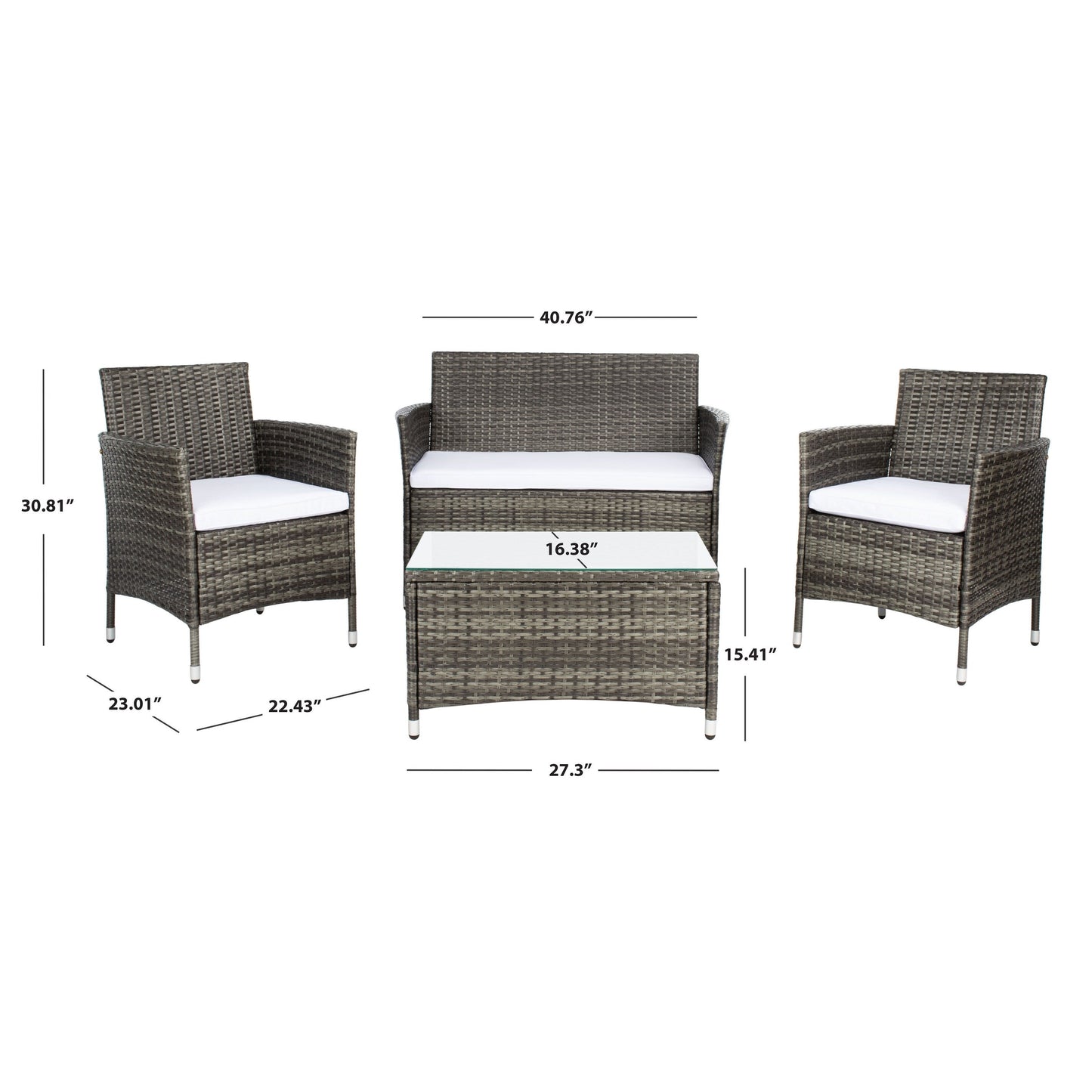 Set da conversazione per patio SAFAVIEH Outdoor Bandele da 4 pezzi - 41L x 23P x 31A