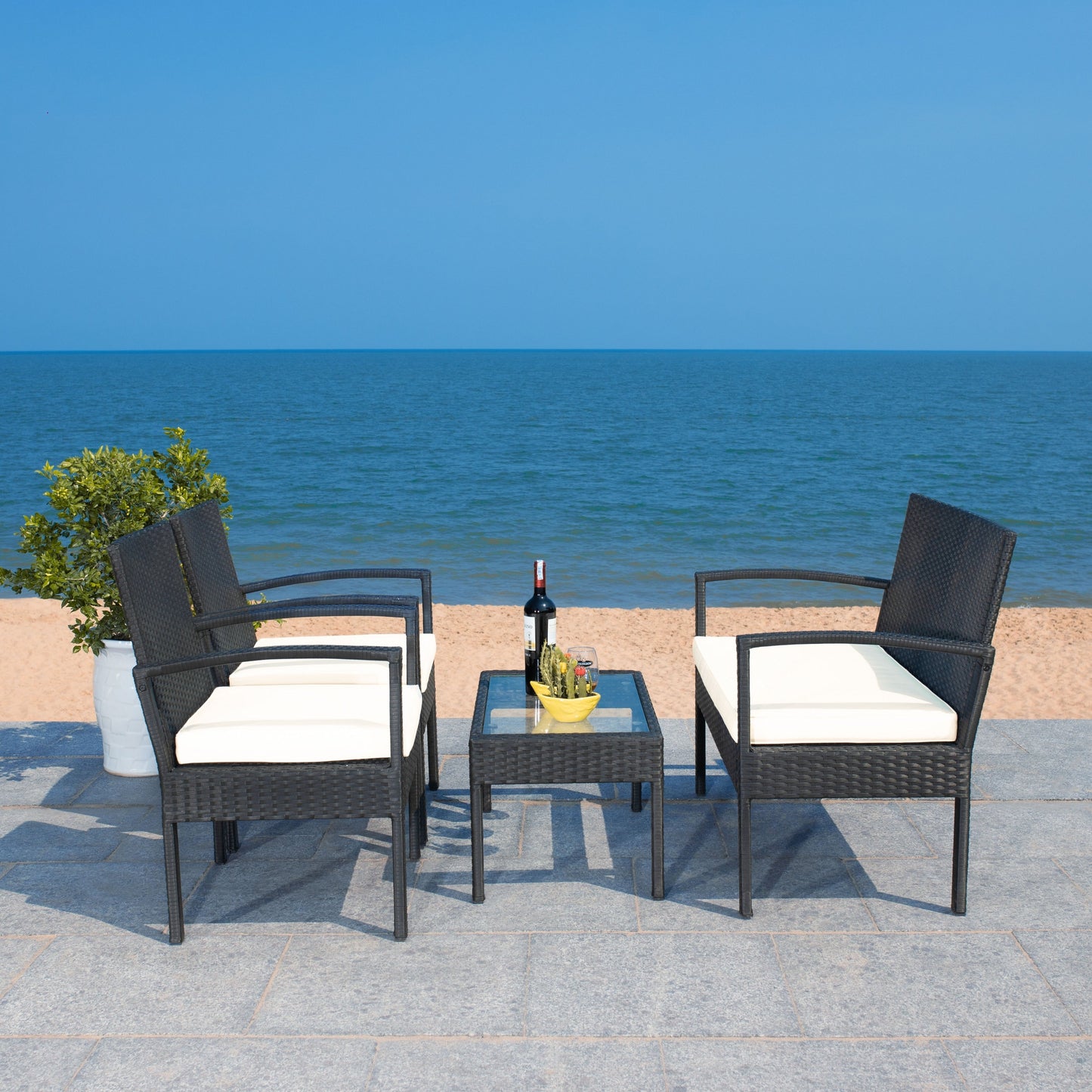 Set da conversazione per patio Bassey da esterno SAFAVIEH, 4 pezzi - 40L x 24P x 32A