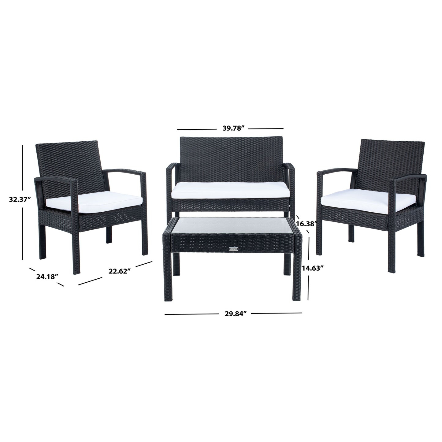 Set da conversazione per patio Bassey da esterno SAFAVIEH, 4 pezzi - 40L x 24P x 32A