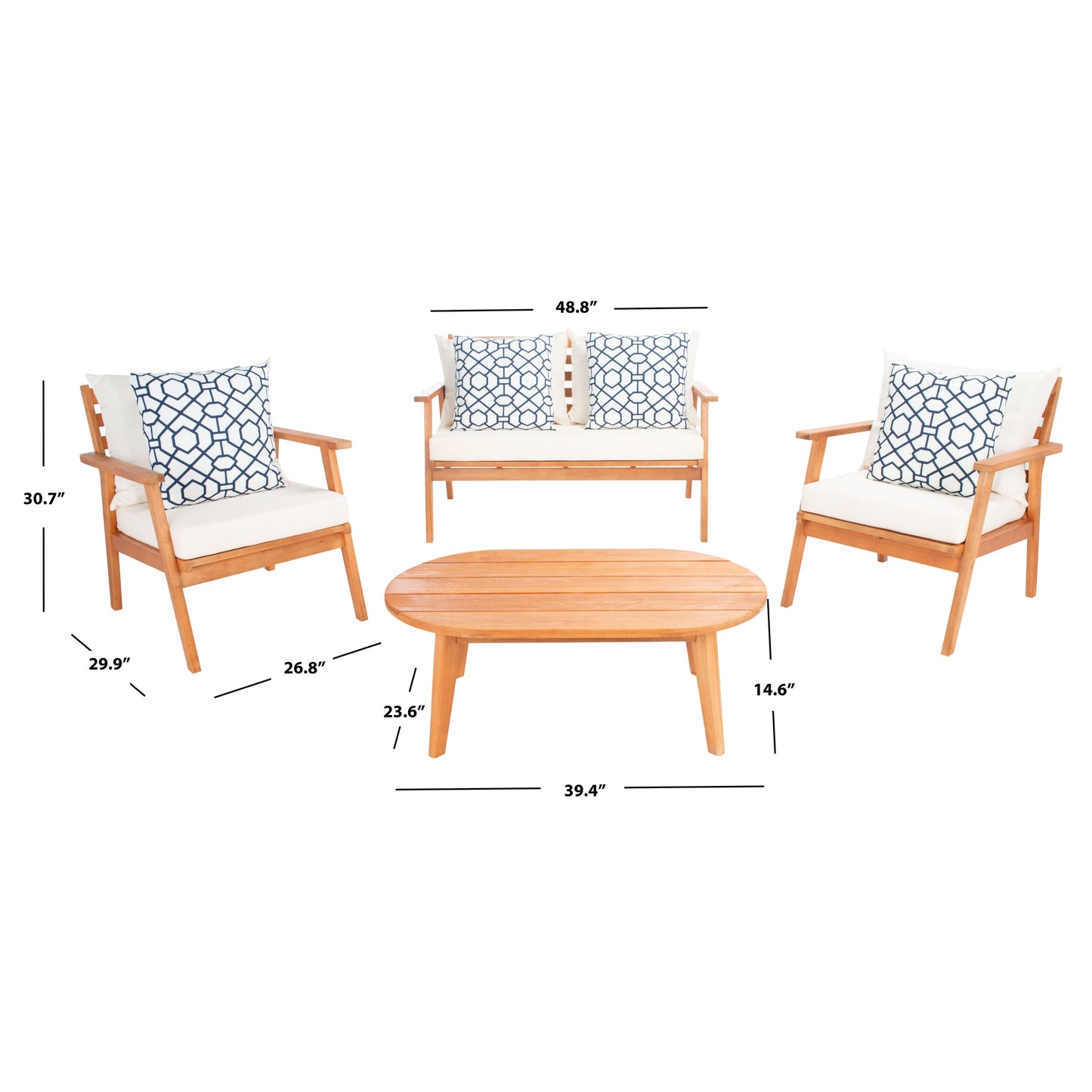 Set da conversazione per patio SAFAVIEH Outdoor Deacon, 4 pezzi. - 49L x 30P x 31A