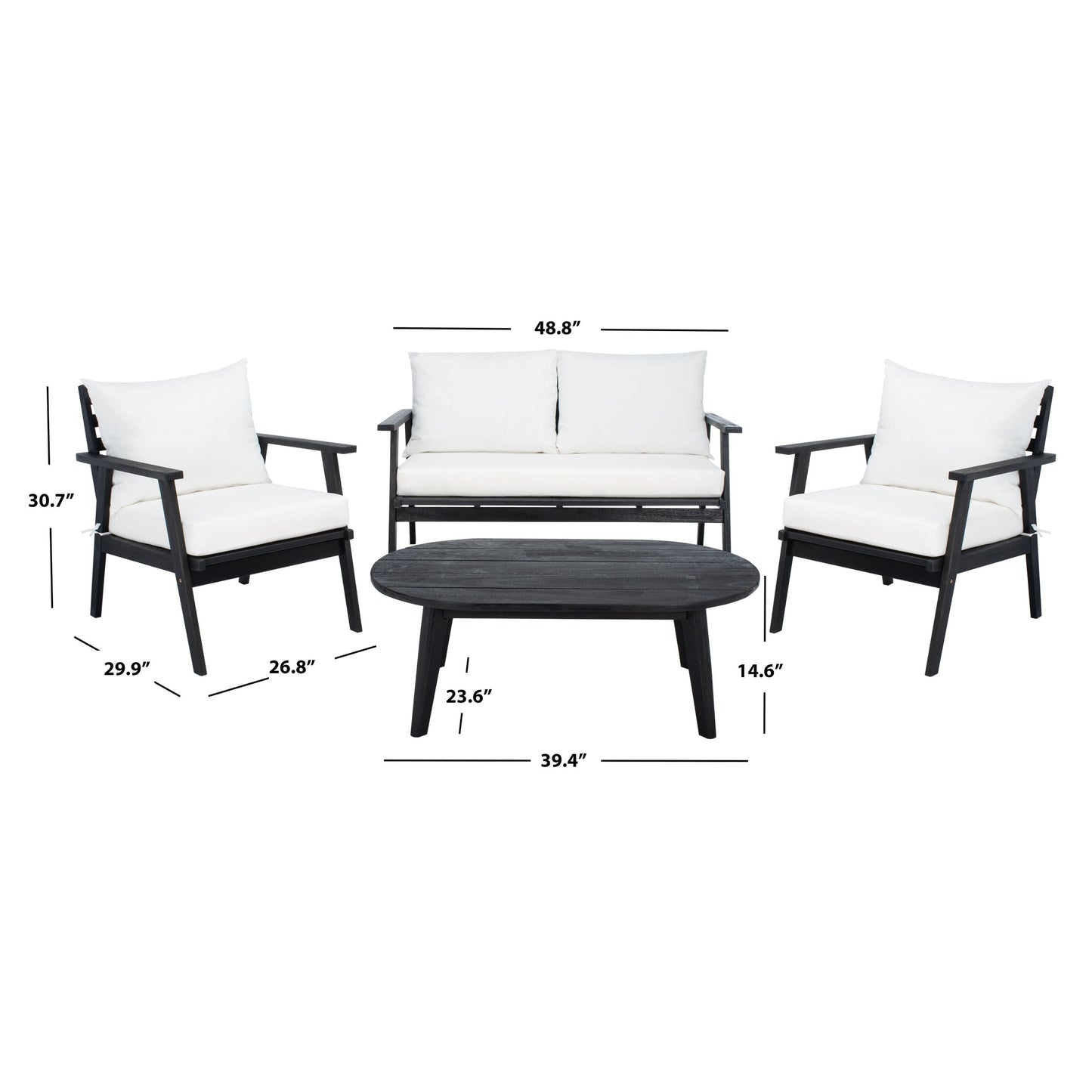 Set da conversazione per patio SAFAVIEH Outdoor Deacon, 4 pezzi. - 49L x 30P x 31A