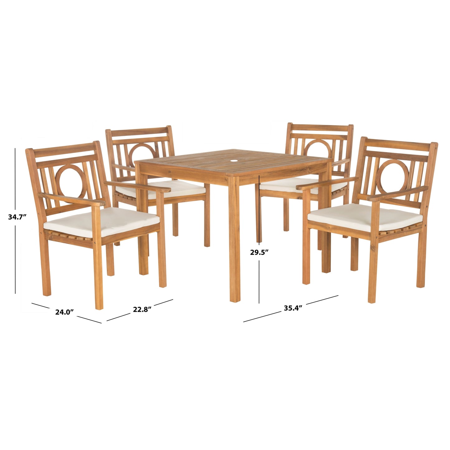 SAFAVIEH Set da pranzo da esterno Dorinne in legno di acacia, 5 pezzi - 35Lx35Px30A