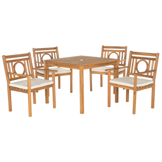 SAFAVIEH Set da pranzo da esterno Dorinne in legno di acacia, 5 pezzi - 35Lx35Px30A