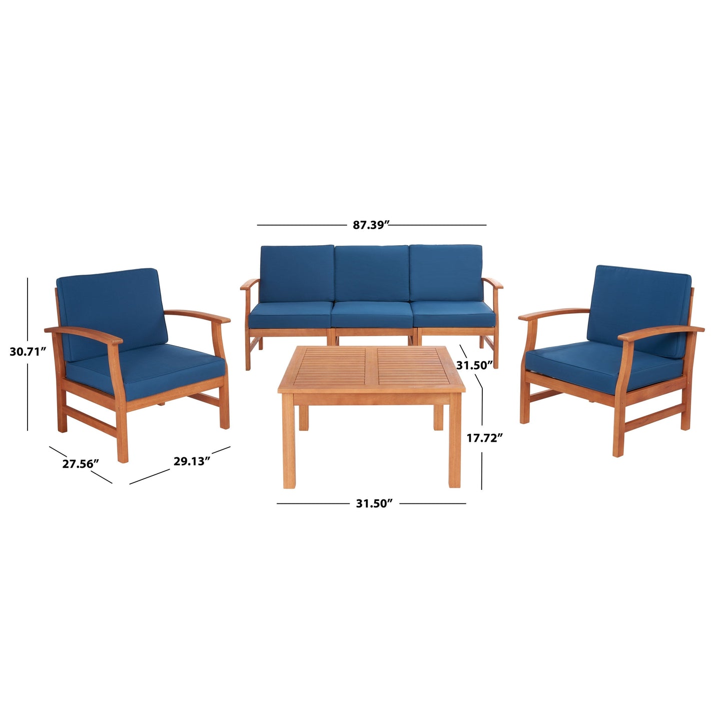 Set da patio SAFAVIEH Outdoor Edit da 4 pezzi - 32Lx32Px18A