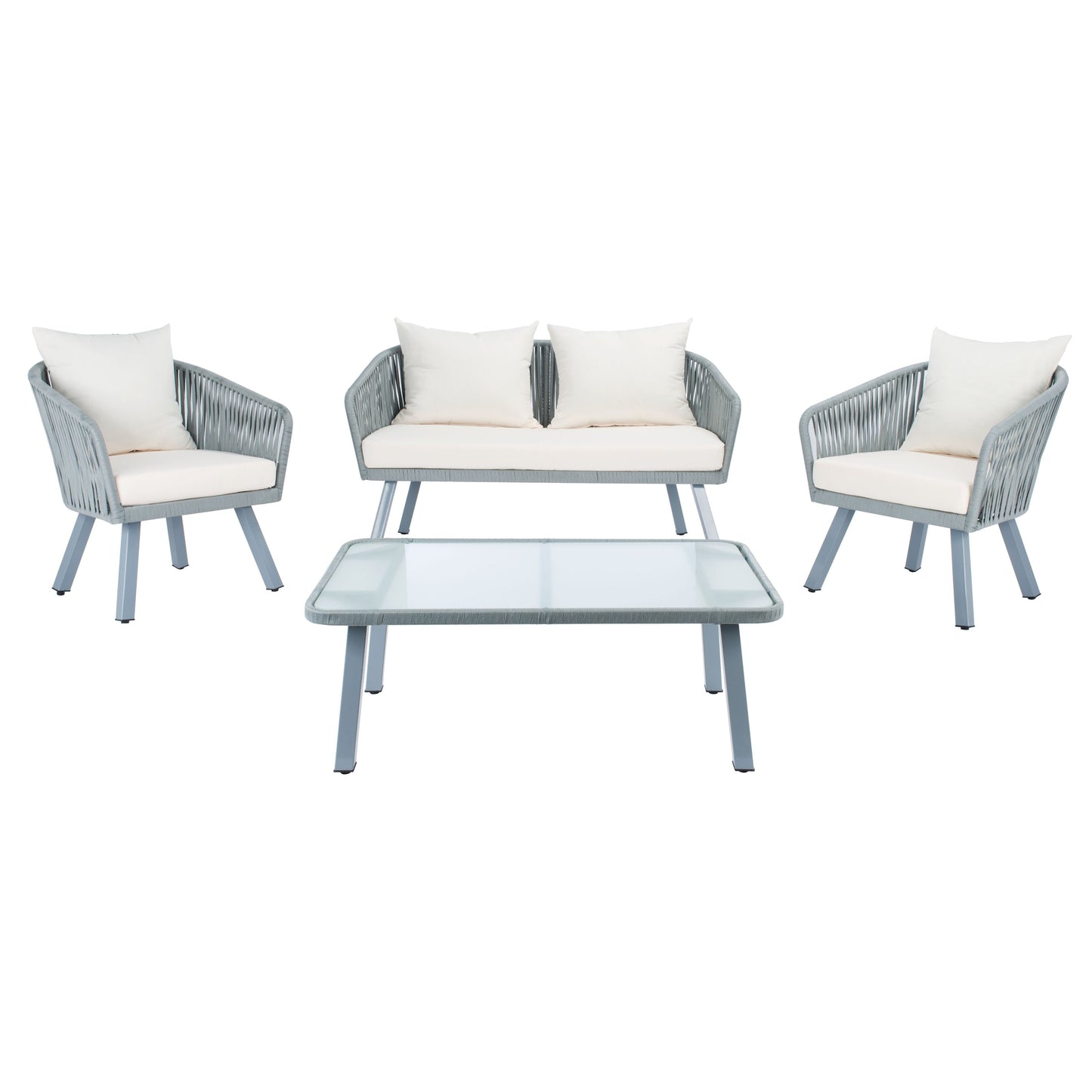 Set da patio in corda SAFAVIEH Outdoor Endorina da 4 pezzi - 54L x 30P x 28A