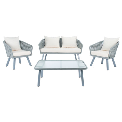 Set da patio in corda SAFAVIEH Outdoor Endorina da 4 pezzi - 54L x 30P x 28A