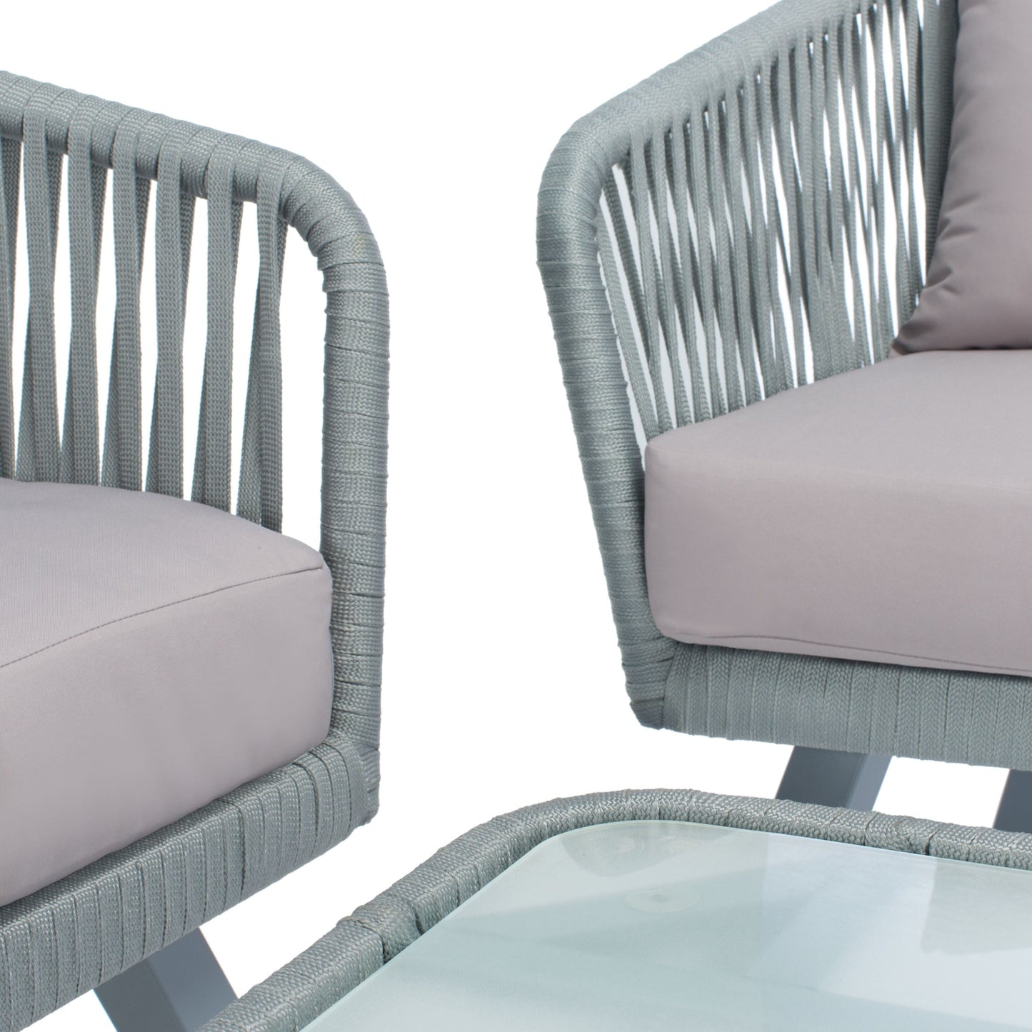 Set da patio in corda SAFAVIEH Outdoor Endorina da 4 pezzi - 54L x 30P x 28A