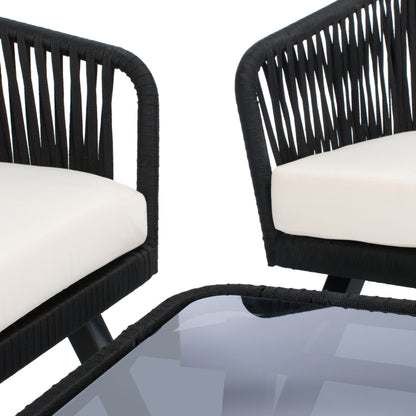 Set da patio in corda SAFAVIEH Outdoor Endorina da 4 pezzi - 54L x 30P x 28A