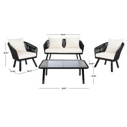 Set da patio in corda SAFAVIEH Outdoor Endorina da 4 pezzi - 54L x 30P x 28A