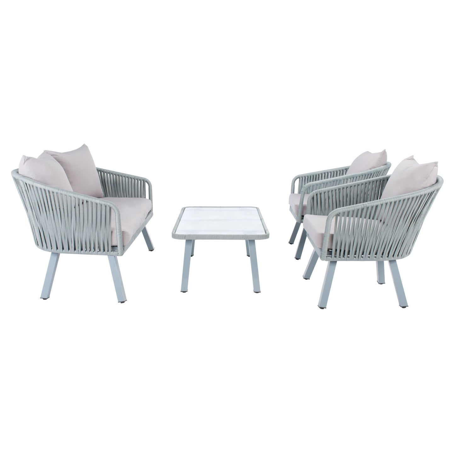 Set da patio in corda SAFAVIEH Outdoor Endorina da 4 pezzi - 54L x 30P x 28A
